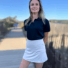Model wearing Sporty Skorty – stylish and functional skort for yacht crew