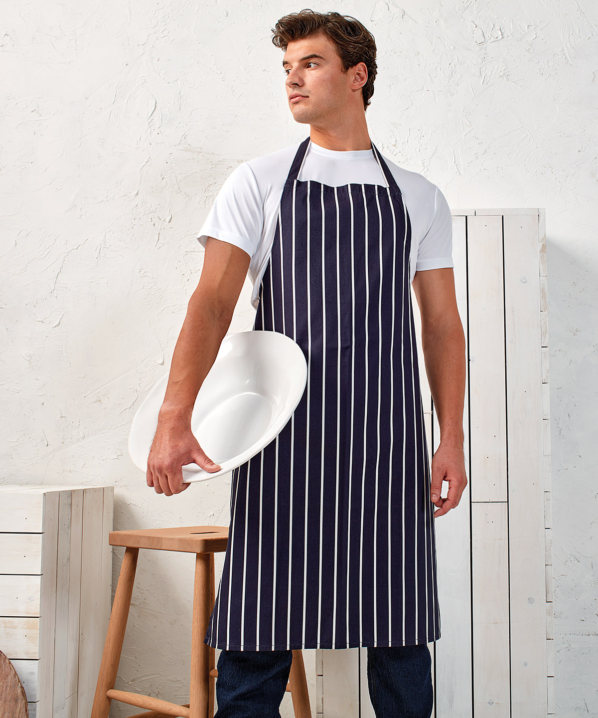 Striped bib apron