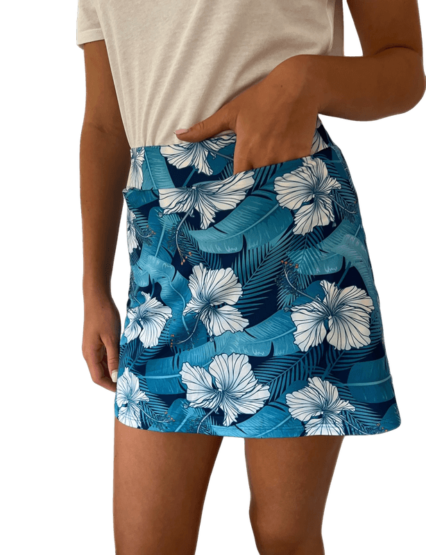 Navy hibiscus custom uniform pattern detail