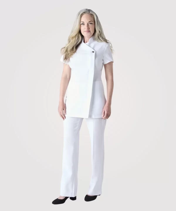 Classic Women’s One Button Tunic-WHITE (3)