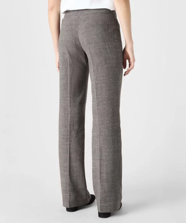 Simon Jersey Women’s Linen Blend Straight Leg Trousers, CHARCOAL