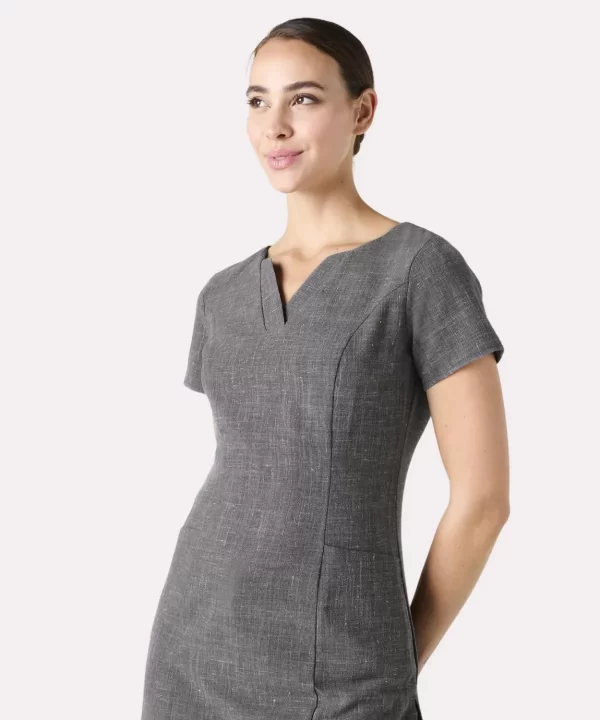 Simon Jersey Women’s Linen Blend V-Neck Tunic-CHARCOAL (2)