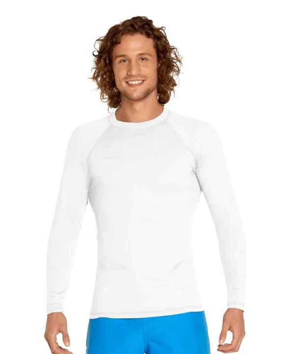 Men’s Navy Long Sleeve Rash Guard white